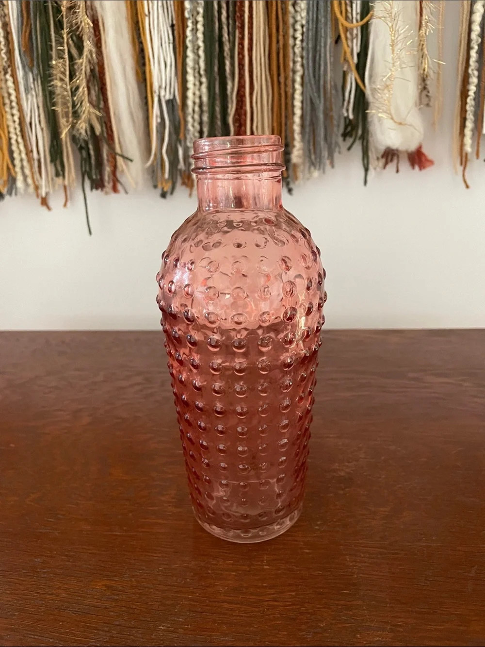 Textured Pink Glass Decorative Vase